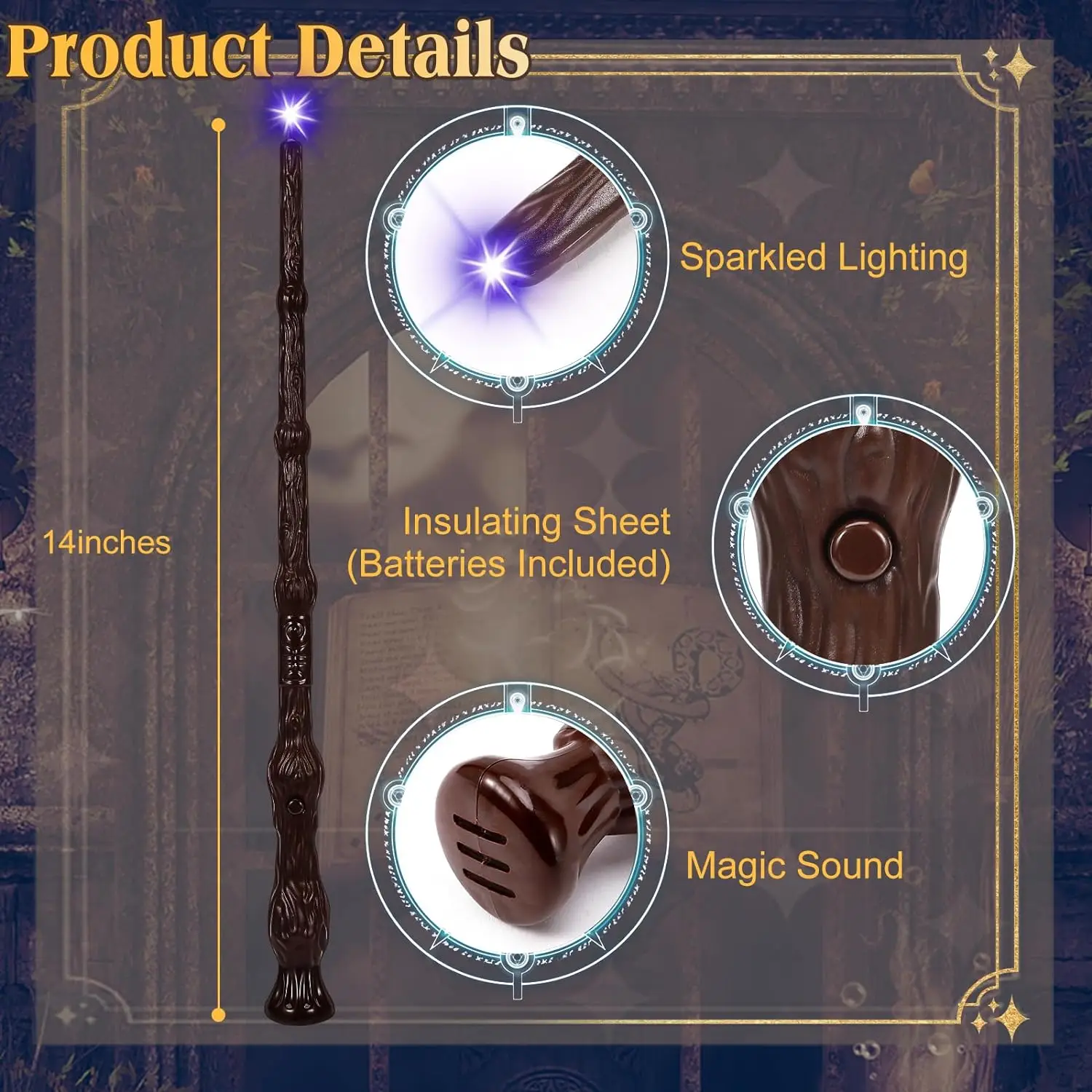 6/10/20PCS Halloween Light Up Magic Wand with Sound Wizard Witch Illuminating Toy Party Costume Cosplay for Kids Birthday Gifts