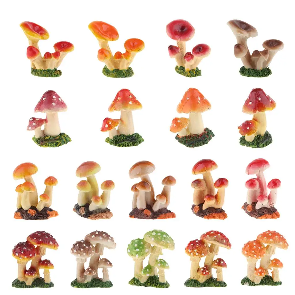 Mini Mushroom Sculpture Statue Garden Yard Decoration Figure for Home Outdoor Fairy Accessories