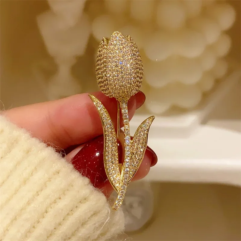 1Pc Exquisite Tulip Flower Brooch for Men Women Romantic Flower Plant Pins Brooches Jewelry Trendy Accessories Party Gifts 2024