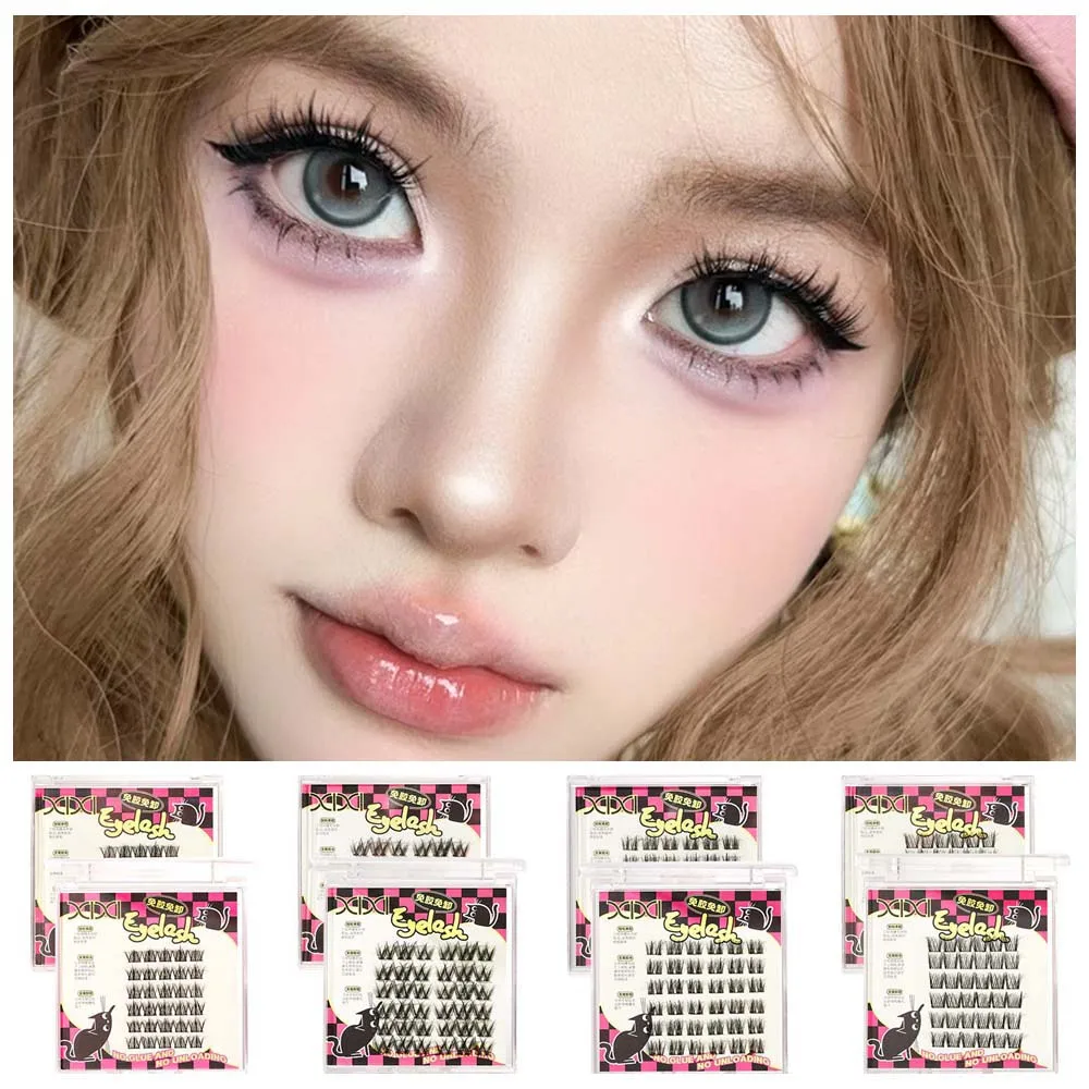 Segmented Glue Free False Eyelashes DIY Crossing Shape Individual Cluster Eyelashes Large Capacity Reusable