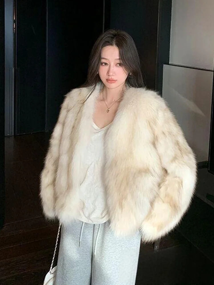 Femmes hiver Chic fausse fourrure manteau mince à manches longues élégant fausse renard veste mode coréenne douce femme chaud tout Match hauts vêtements d'extérieur