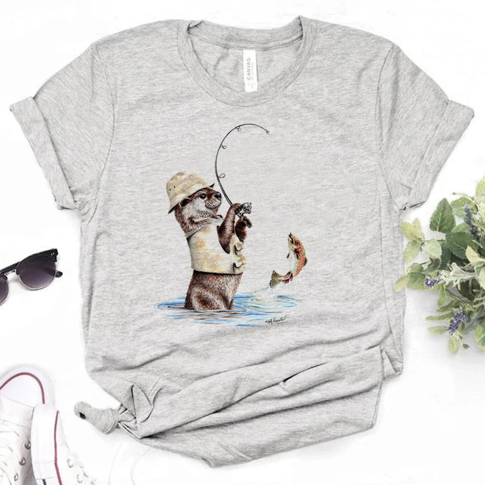 

Fishing Tee women Y2K funny harajuku Tee female comic clothing