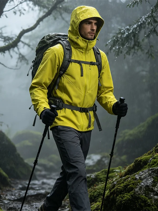Functional Softshell Jacket Waterproof Windproof Outdoor Spring Autumn Unisex Hooded Polyester Spandex Casual Jacket