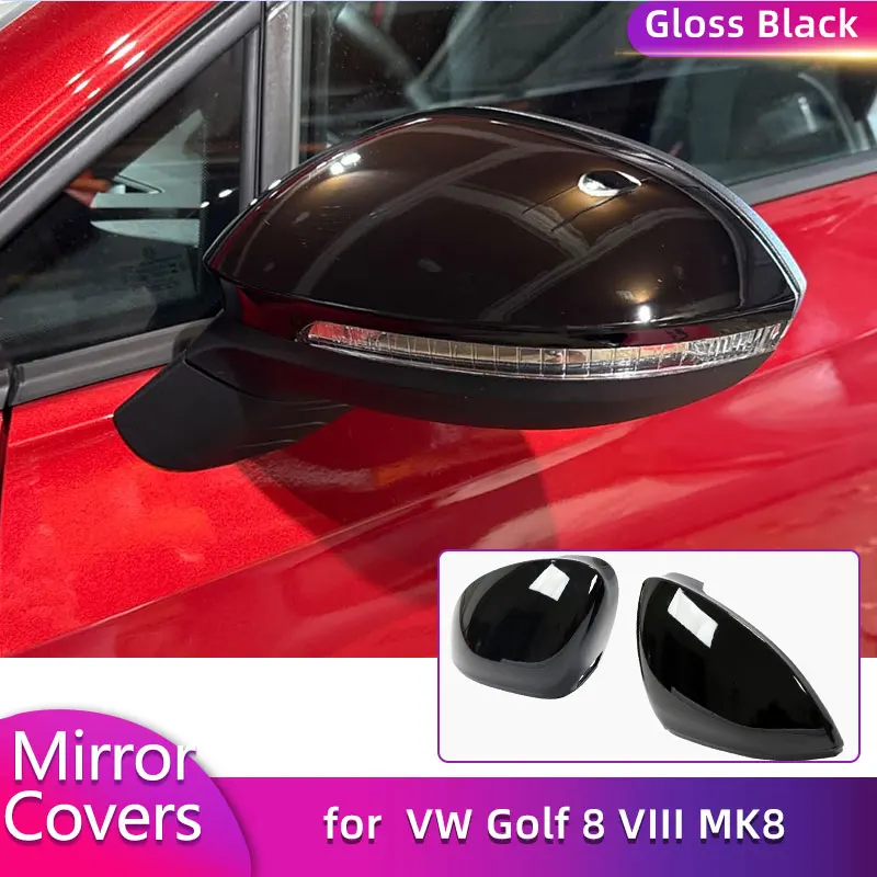 

ABS Gloss Black Rearview Mirror Covers Caps for Volkswagen VW Golf 8 VIII MK8 Base GTI R 2020-2024 Car Side Mirror Caps Case