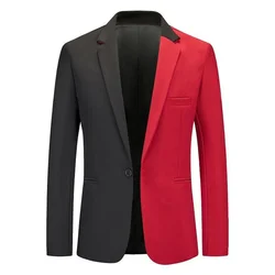 Men Suit Coat 2 Colors Blocking Blazers Party Single Buttons Slim Fit Design Causal Fashion Business Commuting Men Blazer