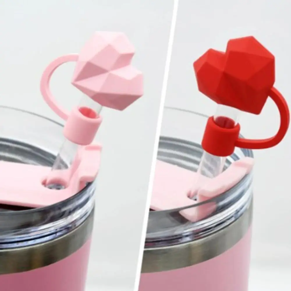 10mm Hearts Straw Cover Kawaii Anti-spill Dust-Proof Straw Toppers Silicone Straw Stopper 30&40 Oz Stanley Cup