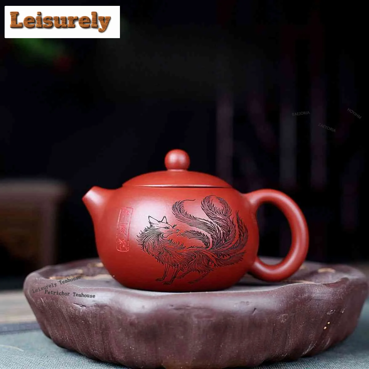 HOYIHM 230ml Yixing Purple Clay Teapots Handmade Nine-tailed Fox Xishi Pot Raw Ore Dahongpao Mud Kettle With Infuser Zisha Tea