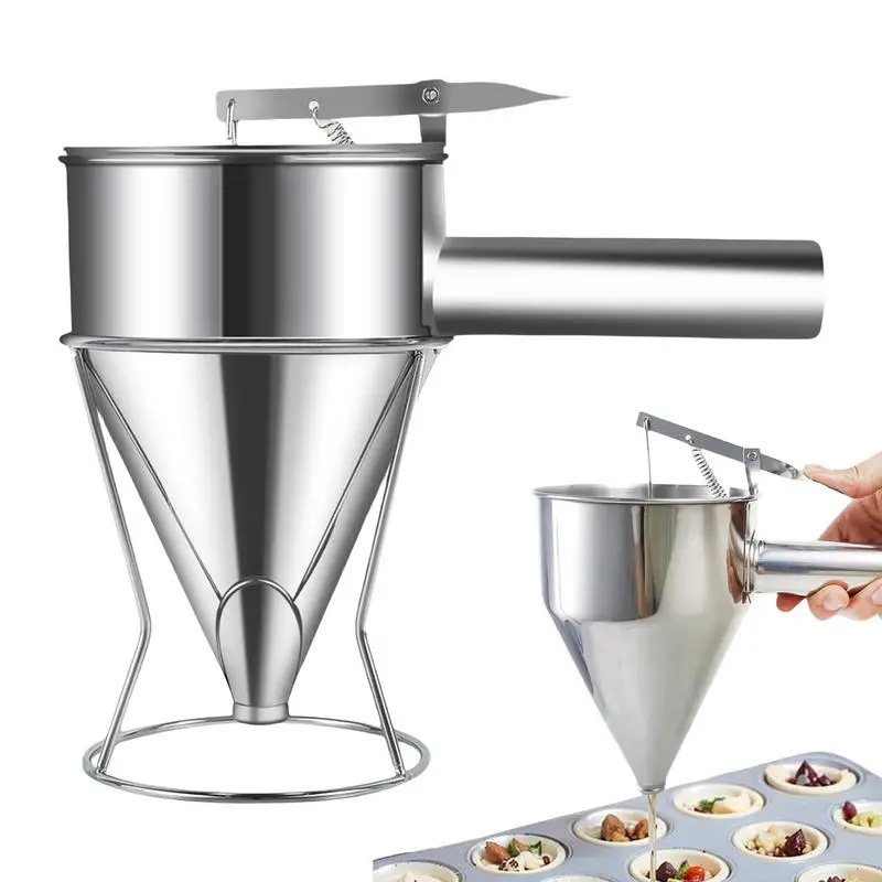 Pancake Mix Dispenser Piston Funnel Pancake Batter Dispenser With Stand Pancake Syrup Dispenser Kitchen Gadgets For Pancake