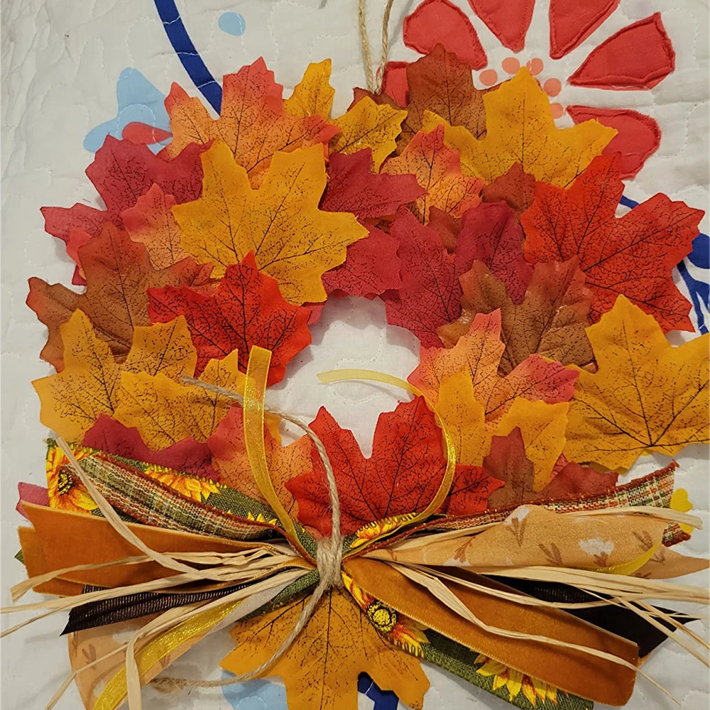 

50/100pcs Artificial Autumn Maple Leaves Thanksgiving Autumn silkFall Leaf Wedding Halloween Party Table Decor Thanksgiving Day