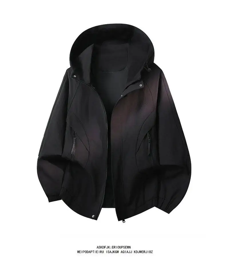 Lässige Outdoor-Kapuzenjacken für Herren, Neu 2026, Frühling/Herbst, Jugendliche Streetwear, Lose Mäntel, Herren-Windbreaker mit Reißverschluss, Oberbekleidung – Detail 9