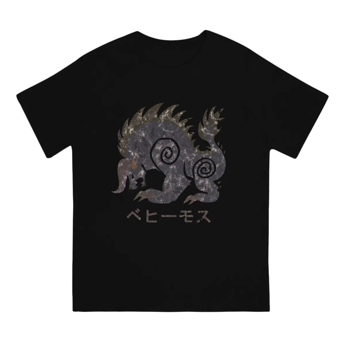 Monster World Hunter Newest TShirt for Men Behemoth Kanji Icon Round Neck Pure Cotton T Shirt Hip Hop Birthday Gifts Streetwear