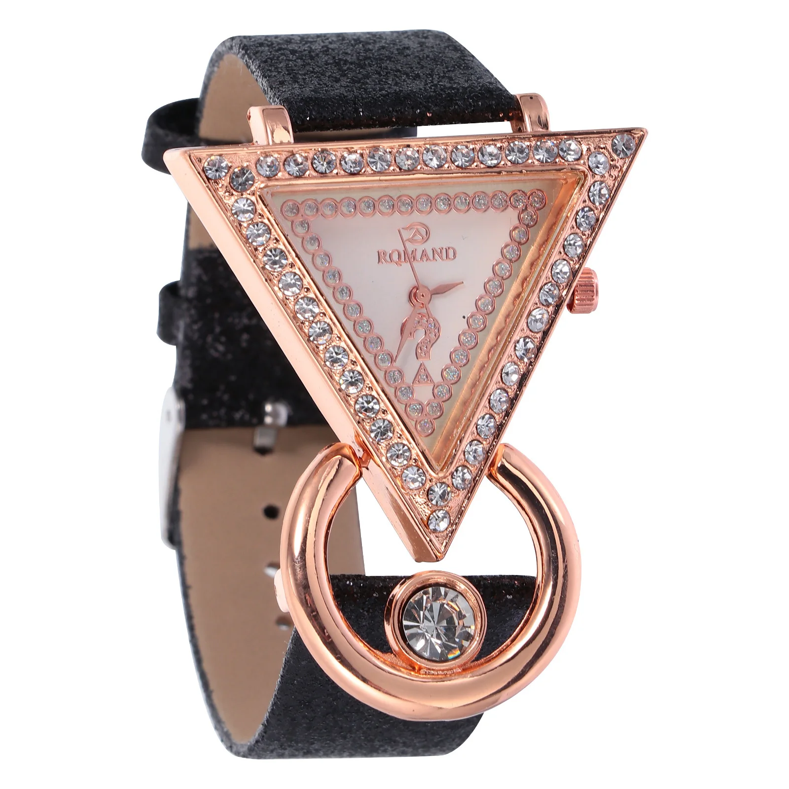 

1pc Triangle Rhinestone Inlaid Strap Watch For Women Fashion Quartz Wristwatch Adjustable Daily Party Wear Gift