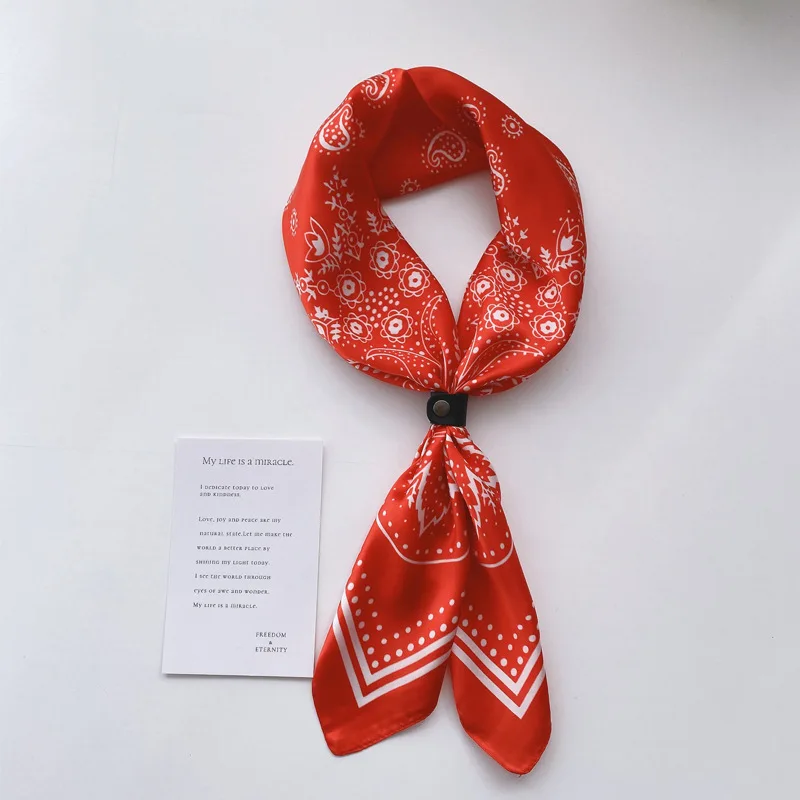Paisley Print Silk Square Scarf Women Luxury Design 70*70cm Soft Satin Hairband Neckerchief Office Hijab Headband Foulard Gift image 6