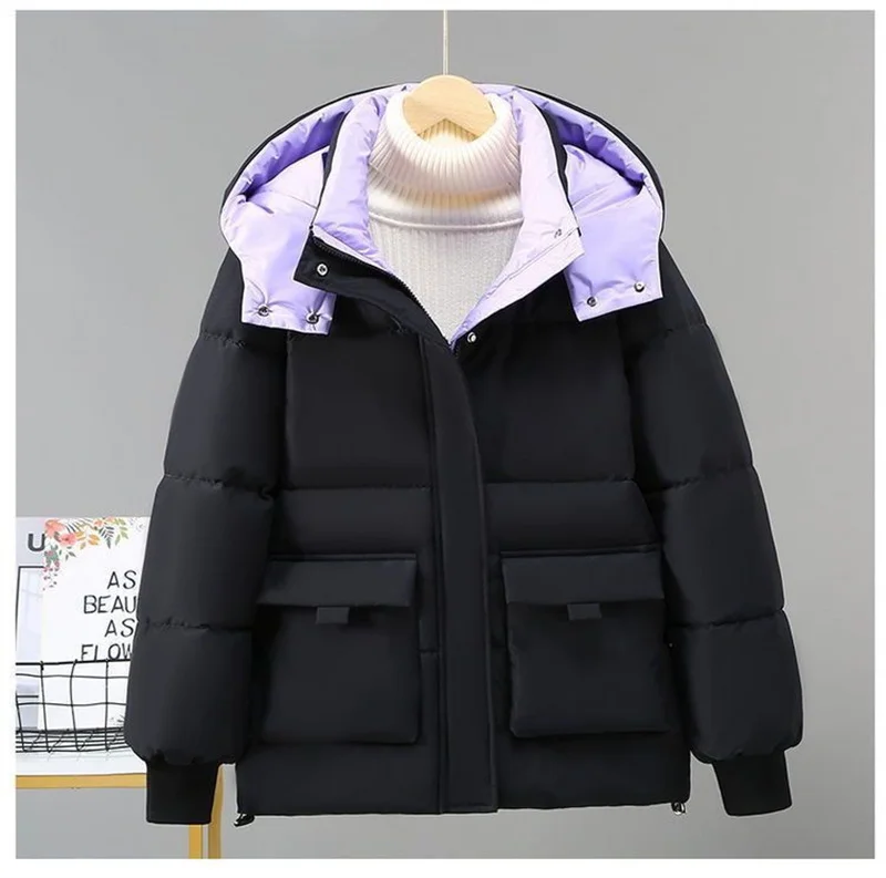 

Winter Jacket Women 2025 New Casual Parka Hooded Thick Down Cotton Padded Parka Female Jacket Short Coat Slim Warm Outwear
