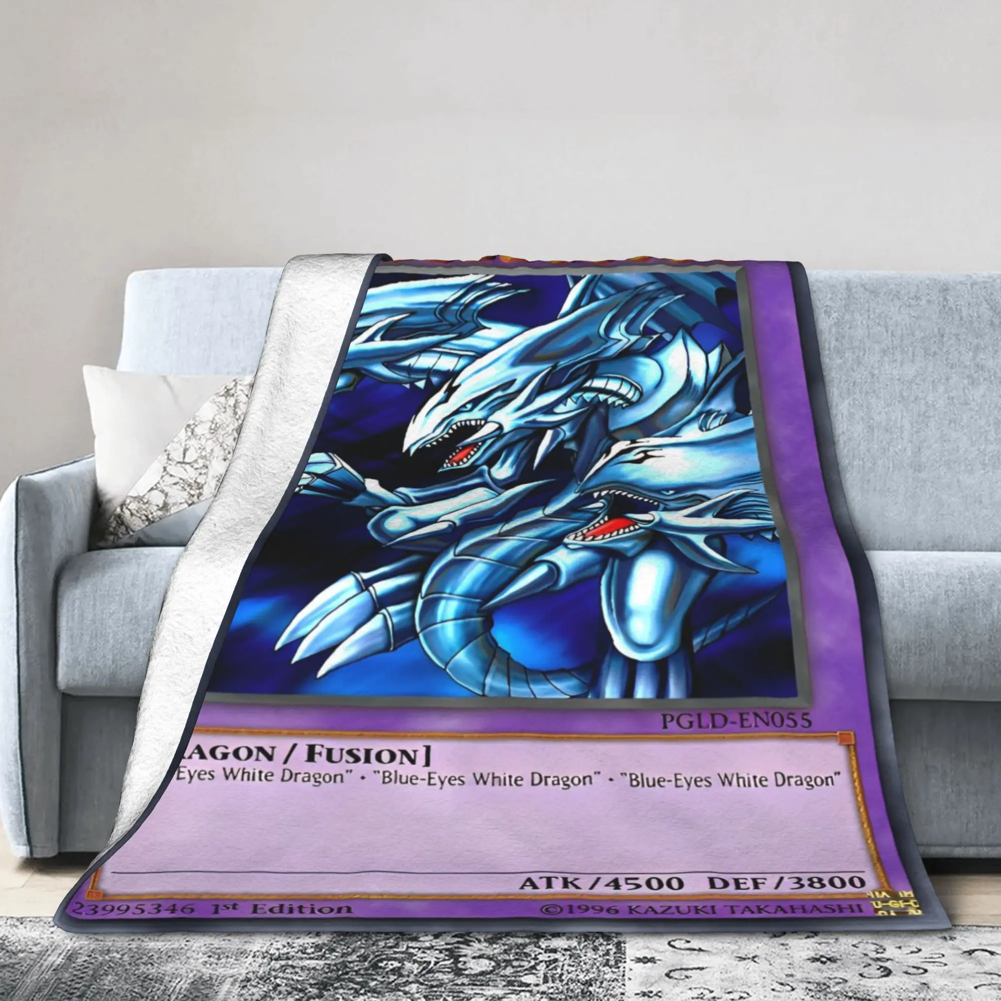 Yu Gi Oh Card Blue Eyes Ultimate Dragon Blanket Velvet Spring Autumn  Portable Soft Throw Blankets for Bedding Travel Rug Piece