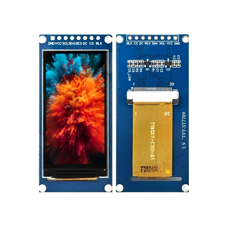 

Модуль дисплея IPS TFT LCD с диагональю 1,9-дюймовый экран последовательного порта 170x320 HD SPI (драйвер ST7789, полный угол обзора, цвет)
