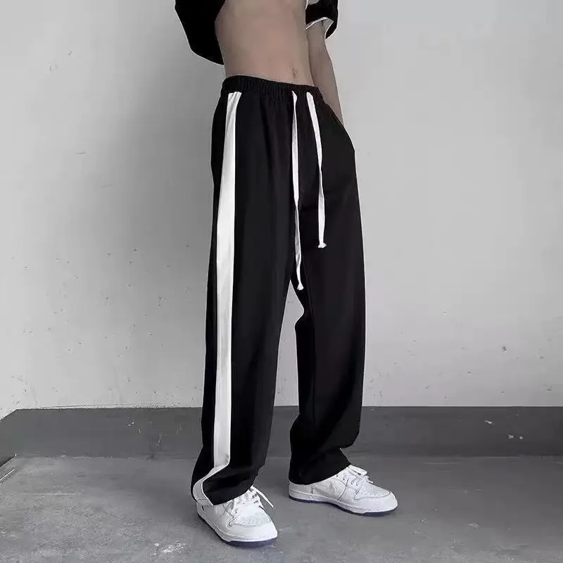 Men Women Unisex 3D Striped Printed Quick Dry Hip Hop Trousers, Side Stripe Street Style Sport Pants Loose Straight Jogger Pants