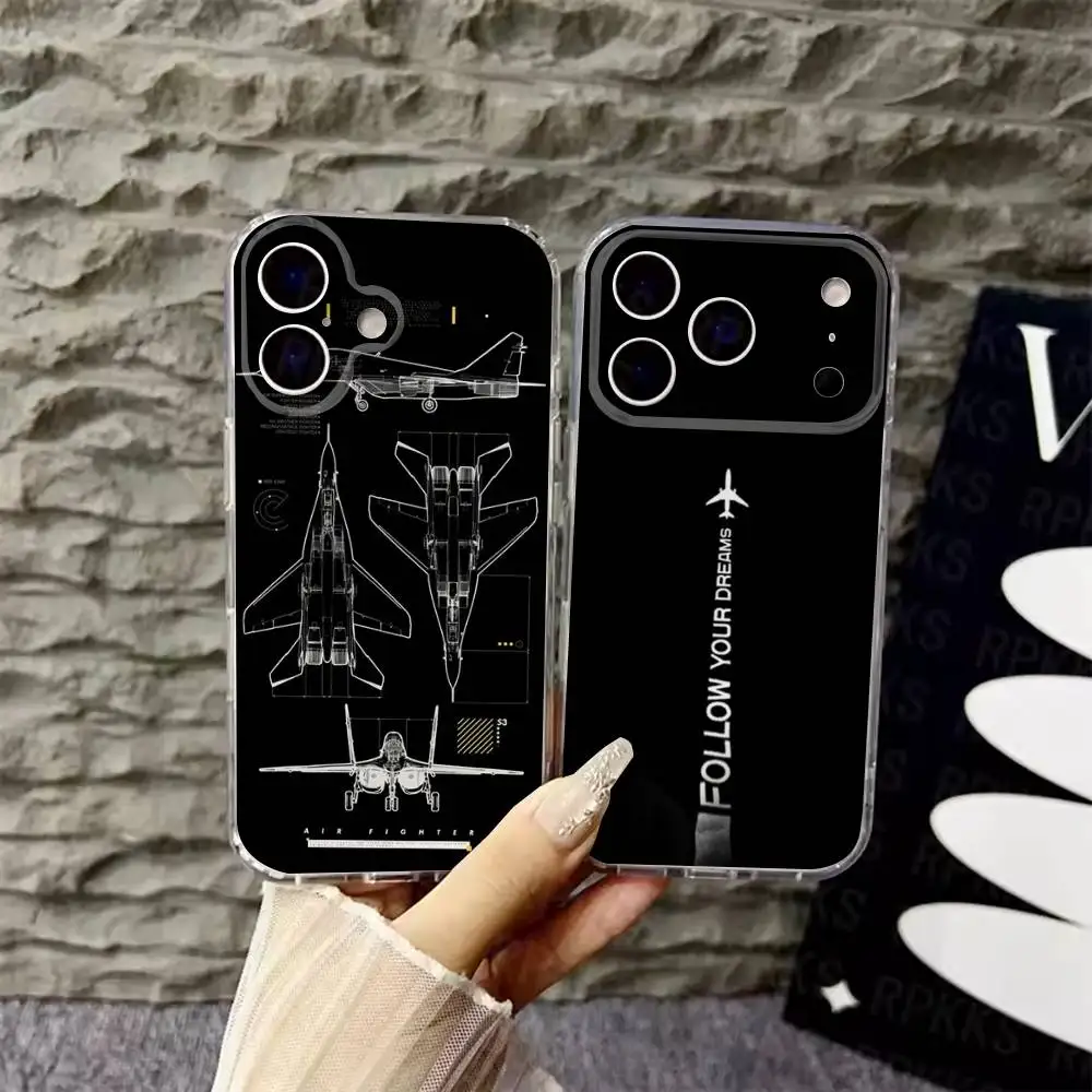 

Aircraft Helicopter plane Phone Case For iPhone 6,16,15,14,13,12,11,17 Pro,Max,Plus,X,XS,XR,SE,Mini Transparent Soft Cover