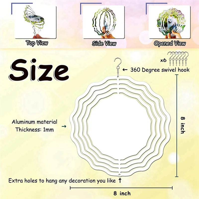 

6 Pack 8 Inch Sublimation Wind Spinner Blanks