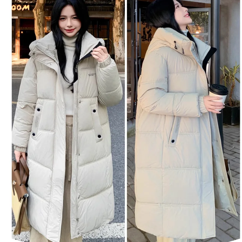 Women Hooded Long Parkas Coats Oversize Jacket Solid Zipper Long Sleeves Loose Fit Thick Office Lady Casual 2025 Autumn Winter