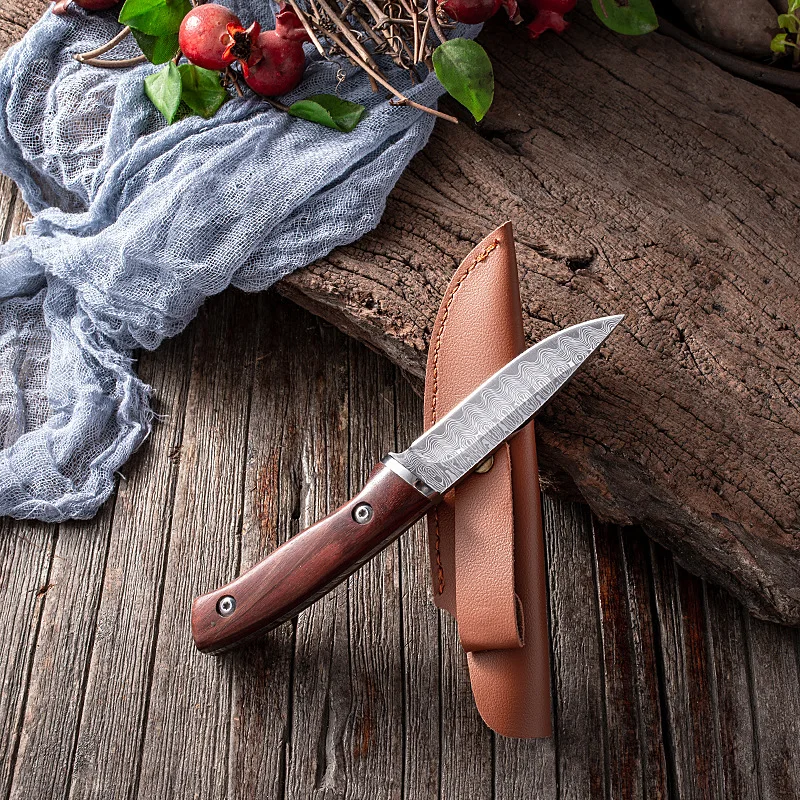 3inch Small Utility Cutting Knife Damascus Pattern Imitate Knife Cleaver Fruit Vegetable Cutting Knife