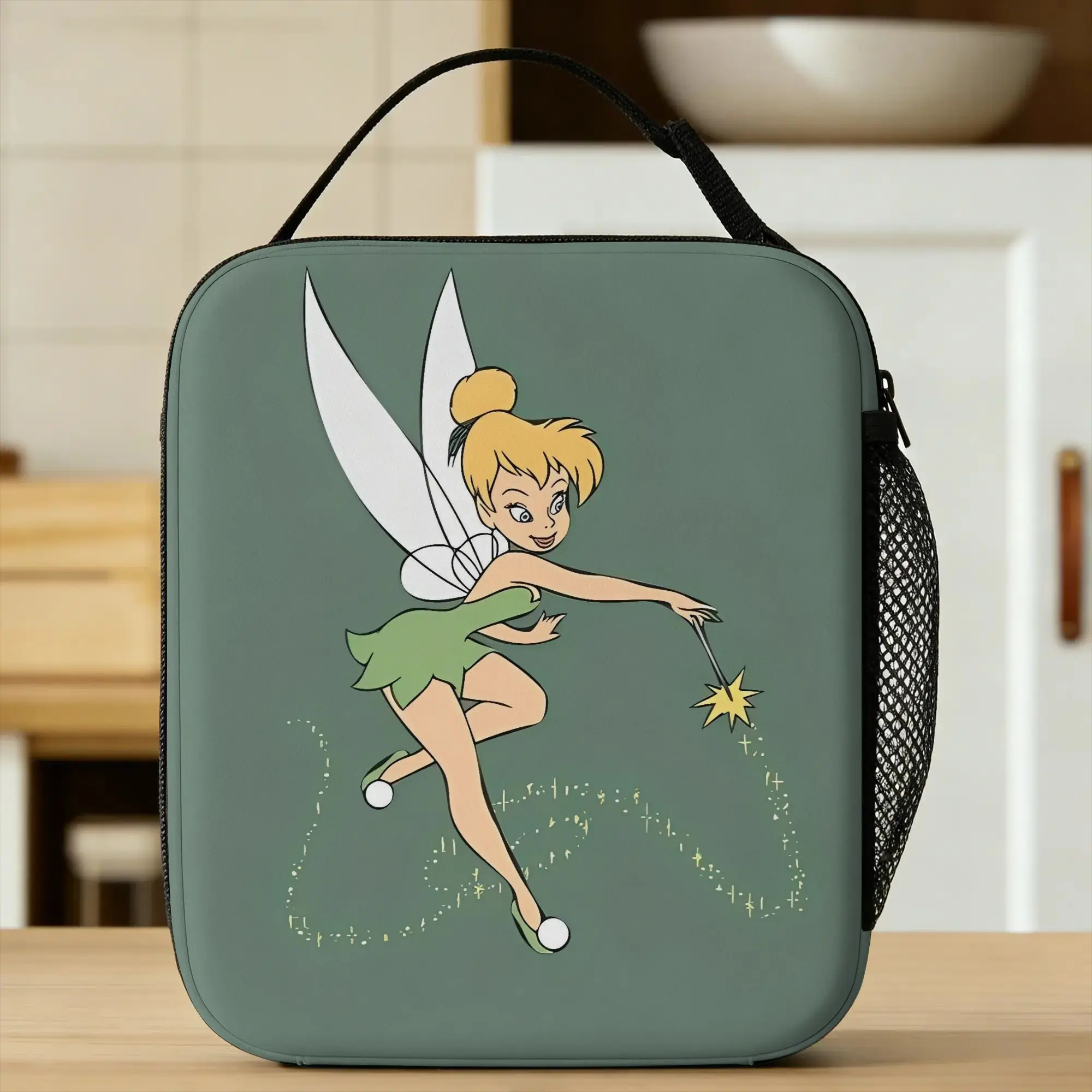 

Tinker Bells Lunch Bag For Unisex Print Lunch Box Funny School Cooler Bag Portable Zipper Oxford Thermal Tote Handbags