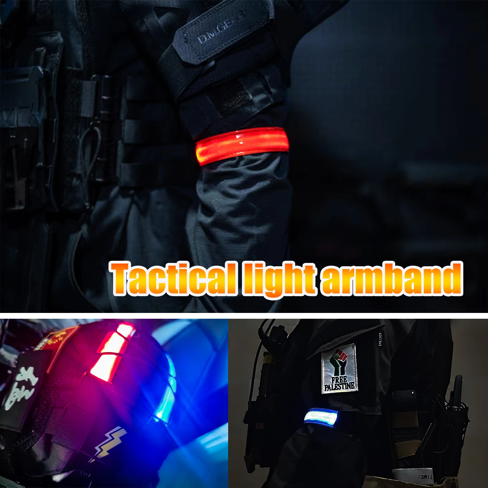 

Luminous bracelet armband TACM tactical sports Outdoor cyberpunk running night reflective battery safety warning