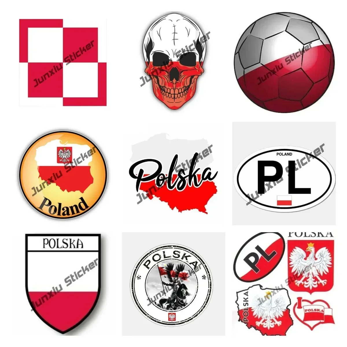 Kreatywne naklejki Polart Polska Flaga Herb i Serce Polska Naklejki winylowe Karoseria Okno Naklejka Akcesoria samochodowe KK13cm