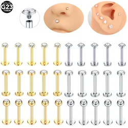 Titanium CZ Medusa Labret Piercings Zircon Monroe Lip Stud Internally Threaded Tragus Helix Piercing Earring Body Jewelry