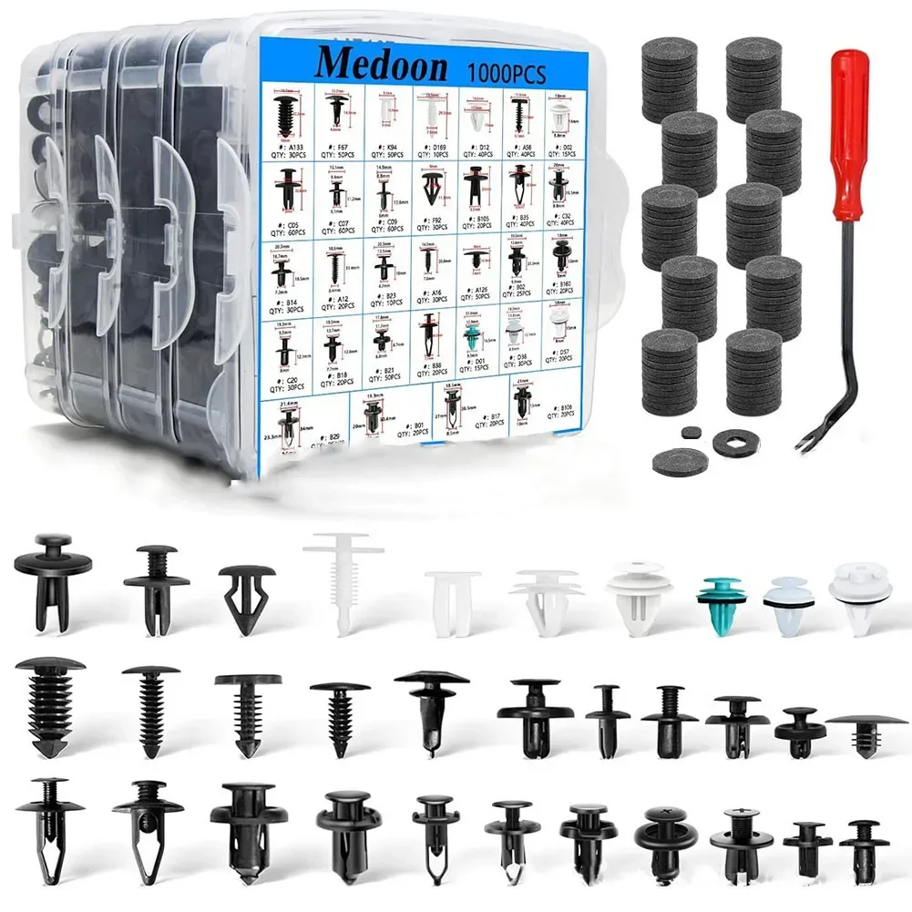 

1101Pcs Car Plastic Retainer Clips Set Car Door Panel Fixture Body Disassembly Tool Car Bumper Fixing Clip Push Engine Cover