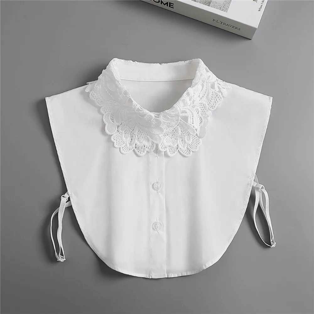 Nueva moda mujer solapa encaje cuello decorativo camisa con cuello accesorios de ropa corbatas encaje flor collares falsos