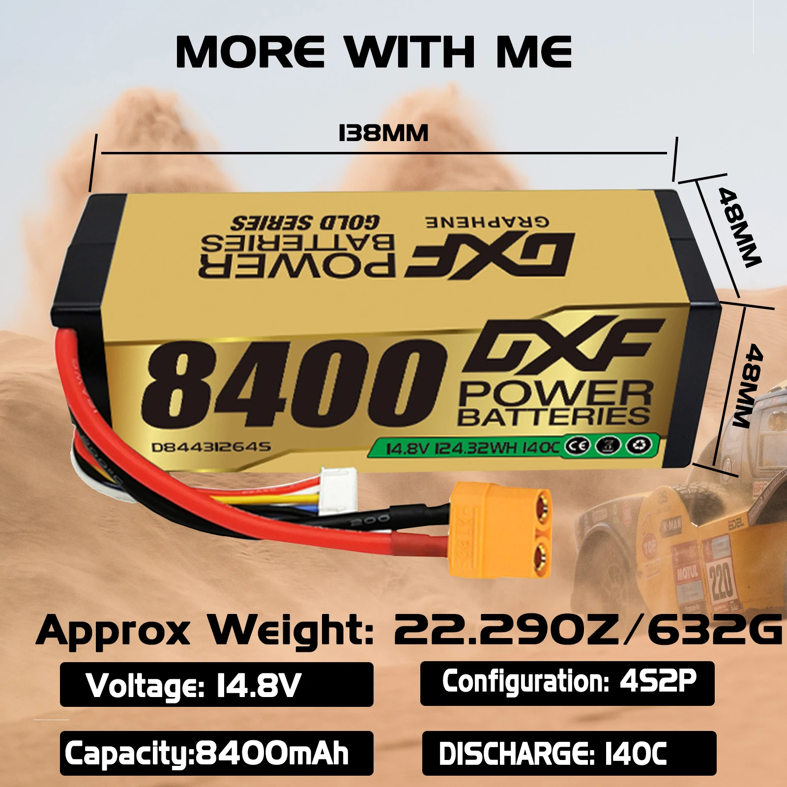1/2PCS DXF 4S 6S Lipo 14.8V 15.2V 22.2V Battery 8400mAh 8000mAh 9200mAh 10000mAh 7000mAh 6500mAh 5200mAh XT9 EC5 for RC Car Part