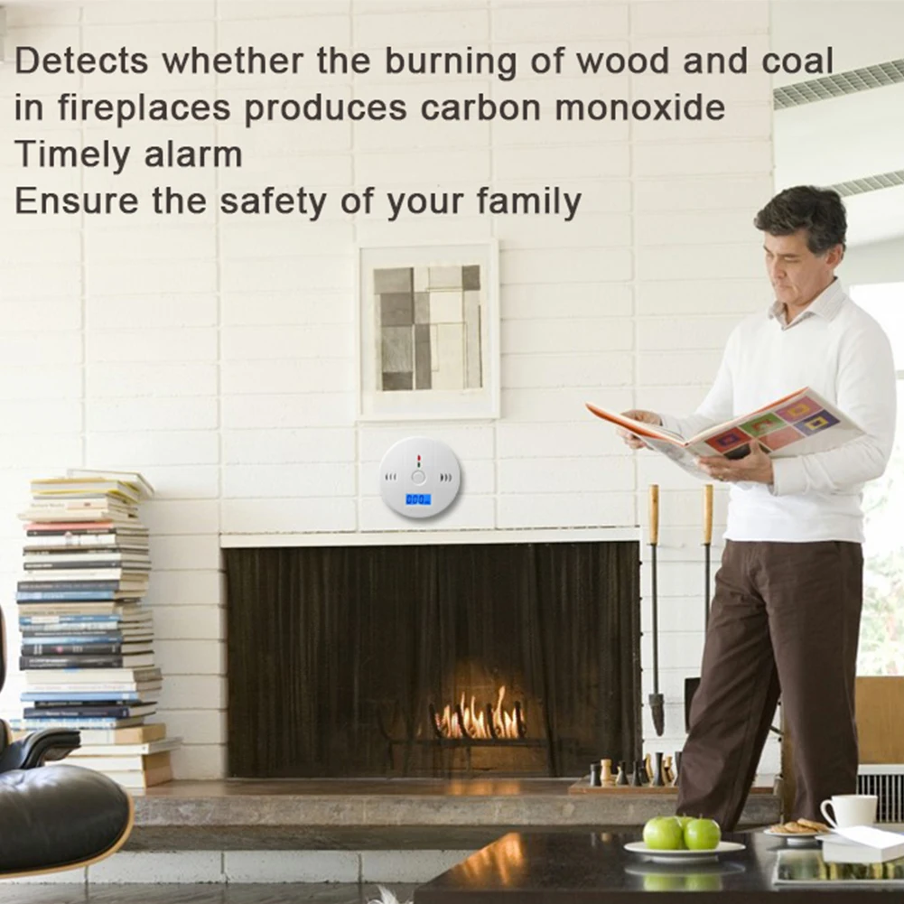 CO Sensor High Sensitive Wireless Carbon Monoxide Poisoning Smoke Detector Warning Alarm Detector LCD Indicator for Home