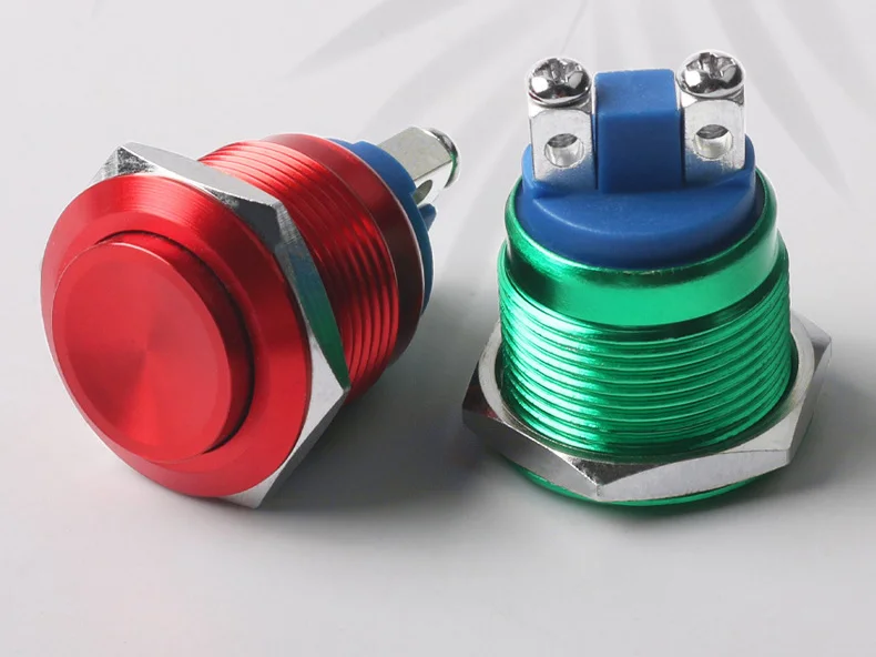 19mm Metal Button Oxidation Colorful Waterproof Self Resetting Screw Foot Momentary Push Button Switch
