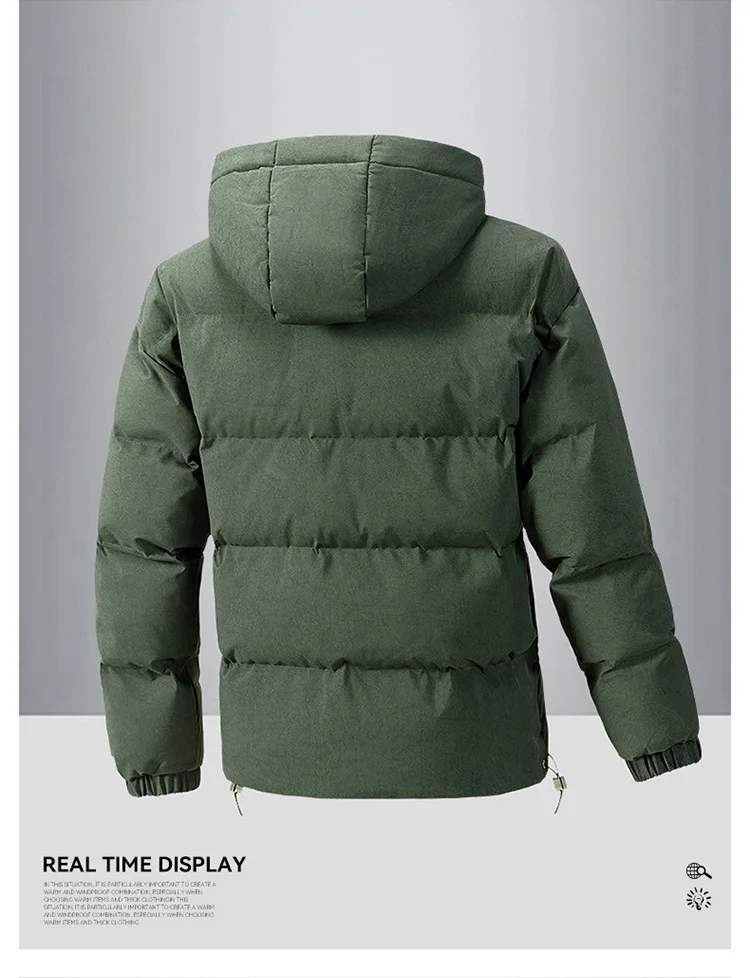 Autumn Winter Solid Puffer Jacket Men's Thick Warm Casual Outerwear