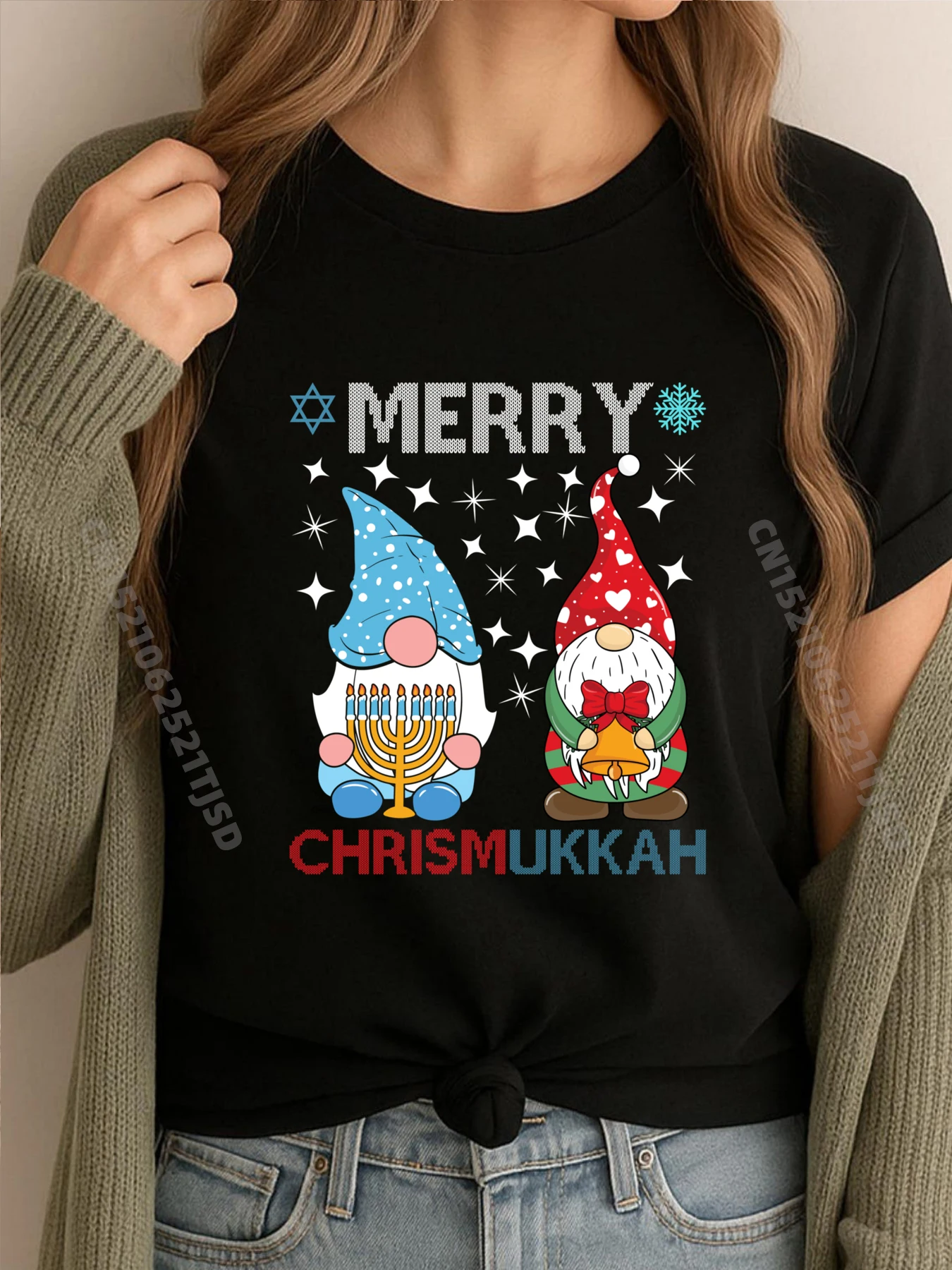 

Винтажные футболки с изображением Рождества и Хануки, весенняя футболка, женская стираная футболка, потертая футболка европейского размера