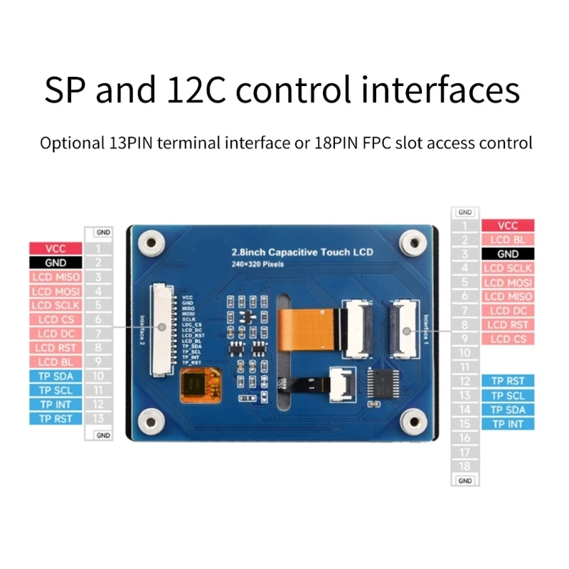 2.8" LCD Touch Panel With 262K Color and SPI/I2C Communication Toughened Glass Display for Maker Drop shipping image 5