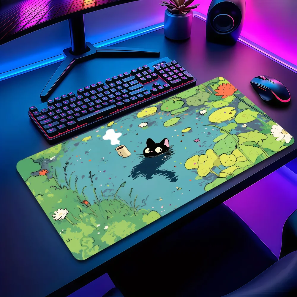 

Cute Cat Coffee Chill Pond Mouse Pad Non-slip Thickened MousePad Large Writing Lockedge Office Student Gaming Cushion