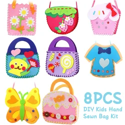 8Pcs Handbags Kids Sewing Kit DIY Sewing Kids Craft Felt for Kids Beginners Educational Sewing Set Montessori Girl Art Toy