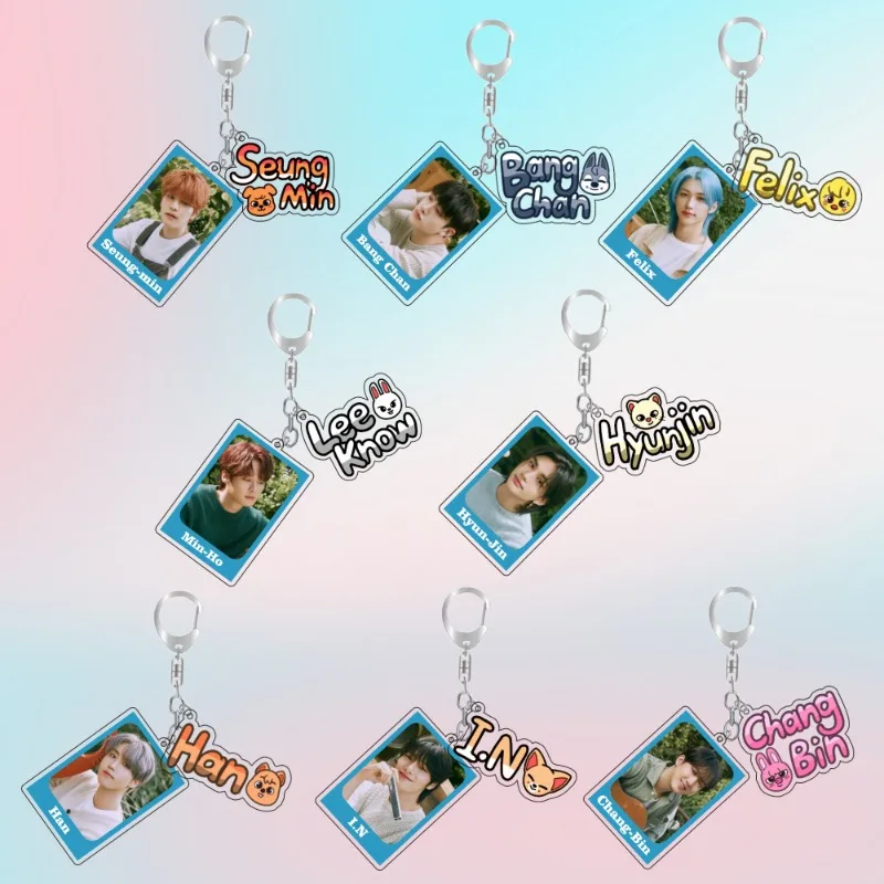 Korean Boy Band Polaroid Style Acrylic Keychain Chang-Bin I.N Lee Know Felix Seung-min Hyun-Jin Han Bang Chan Exquisite Present