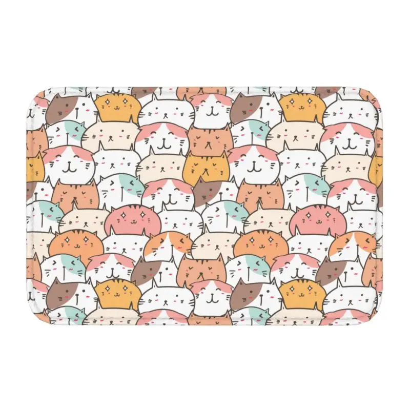 Personalized Colorful Cartoon Kitten Cat Doormat Mat Anti-Slip Kitchen Bathroom Bedroom Rug Carpet 40*60cm