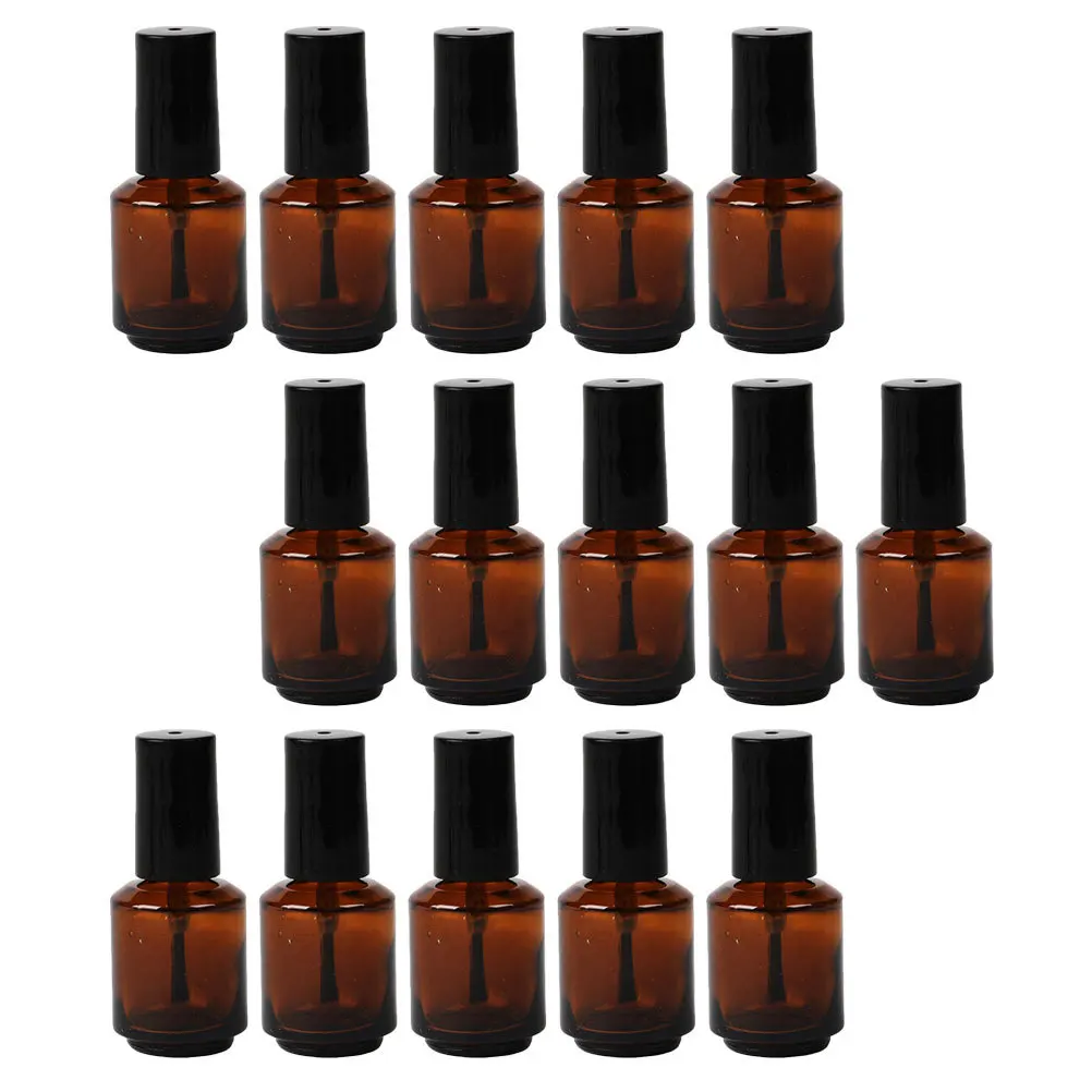 

15Pcs Empty Nail Polish Bottles Glass Cylindrical Vials Brush Cap Leak Proof Containers DIY Nail Growth