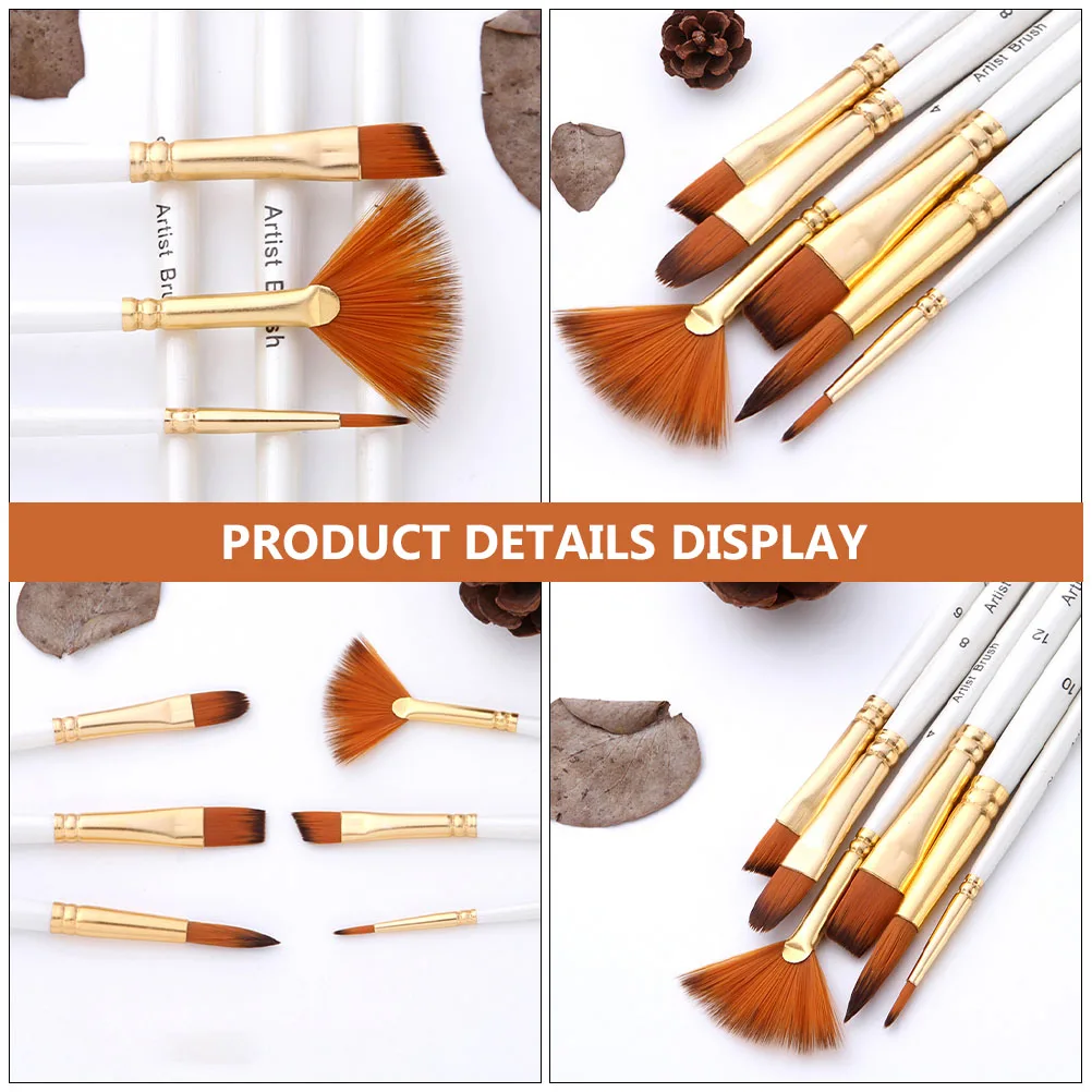 

6pcs Painting Brushes Kids Watercolor Brush Wood Paint Brush Copper Tube Interface Premium Nylon Wool Easy Clean