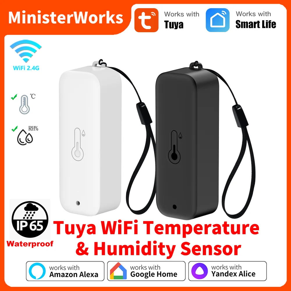 

Tuya WiFi Temperature Humidity Sensor IP65 Waterproof Thermometer Smart Life APP Real-time Monitoring Home Work with Google Home