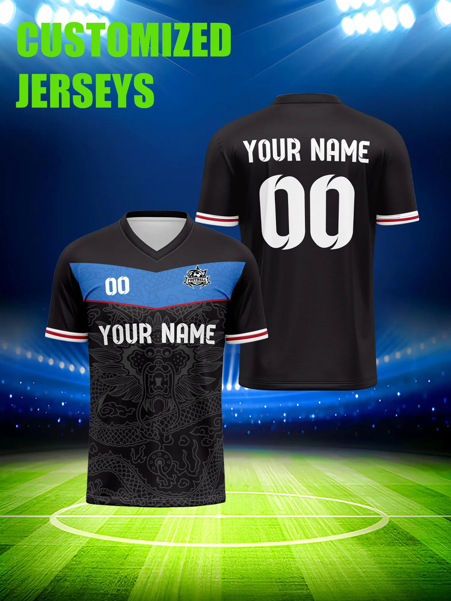 

Футбольная форма на заказ с индивидуальным изображением, номером и именем, одежда для болельщиков, для стадиона, матчей и повседневной носки