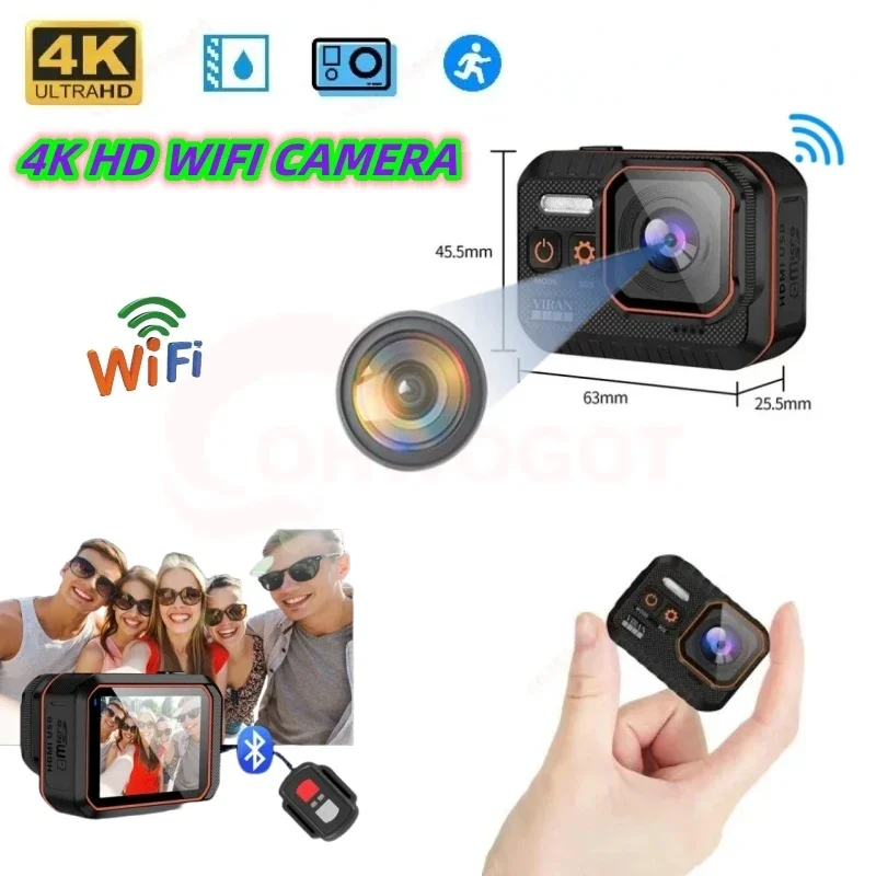 4K nowa Mini kamera cyfrowa WIFI bezpieczeństwo sportowa kamera na ciało Outdoor IP68 profesjonalny wodoodporny rejestrator przenośne kamery akcji