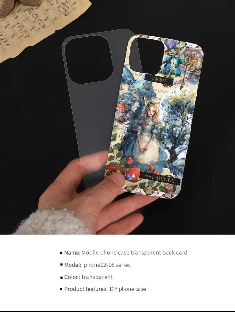 JIANWU 10 teile/satz Handy Fall Transparente Rückseite Karte Kreative DIY Journal Material Dekor Schreibwaren – Detail 10
