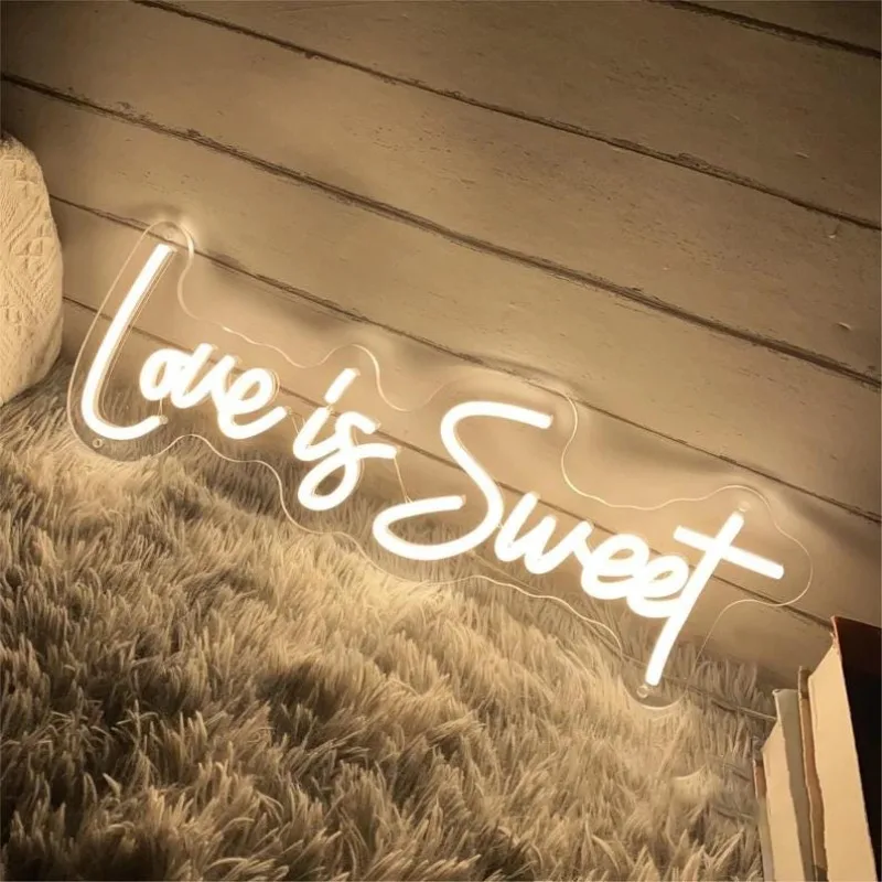 Love is Sweet Neon Sign LED Neon Signs Dimmable Neon Light for Wedding Decor Bridal Shower Engagement Bachelorette Party Decor
