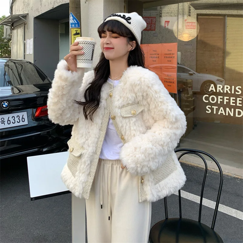 Xiaoxiangfeng Mao Coat Winter 2024 New Thickened Warm Splicing Design Sense Temperament Women's Cotton Clothes Trendy