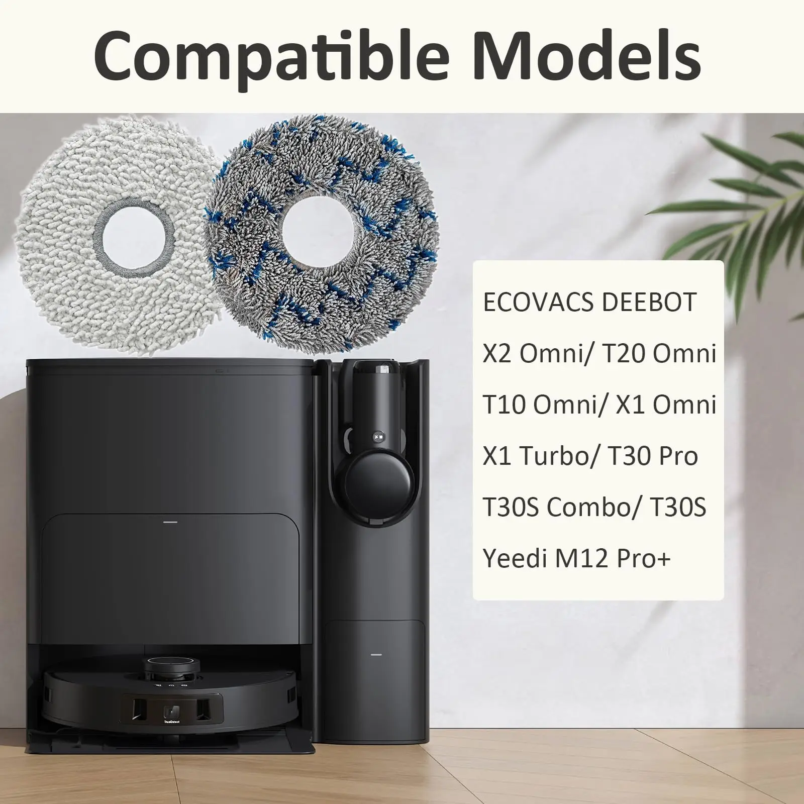 Mop Pads Replacement Compatible with ECOVACS DEEBOT T30 Pro / T30S Combo / T30S / T20 Omni / T10 Omni / X1 Omni / X1 Turbo / X2